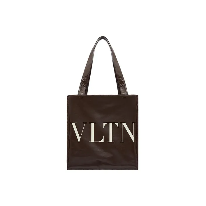 Valentino VLTN Soft Calfskin Tote Bag Shopping Bag Handbag Shoulder Bag Men's Brown-0