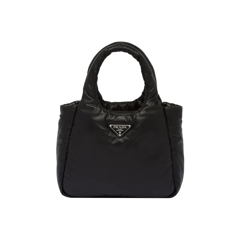 PRADA Soft Sheep Leather Tote Bag, Shopping Bag, Handbag Women's Black-0