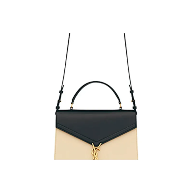 SAINT LAURENT CASSANDRA Calfskin Portable Crossbody Bag, Shoulder Bag Medium Size Women's Black/Ecru-5