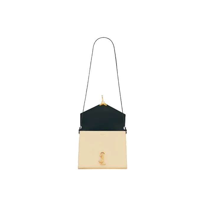 SAINT LAURENT CASSANDRA Calfskin Portable Crossbody Bag, Shoulder Bag Medium Size Women's Black/Ecru-4