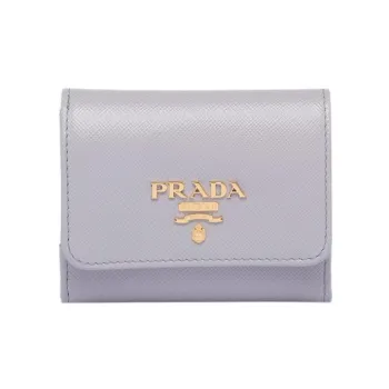 PRADA Saffiano Leather Wallet Mini Women's Light Purple