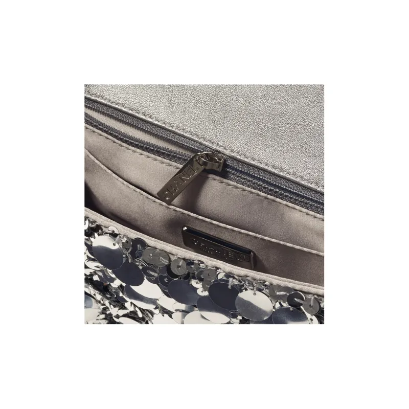 CHANEL Sequins Flap Bag Crossbody Bag Mini Women's Silver-2