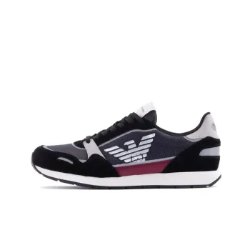 EMPORIO ARMANI Slip Resistant Breathable Low Top Sports Casual Shoes Men's Gray Black White