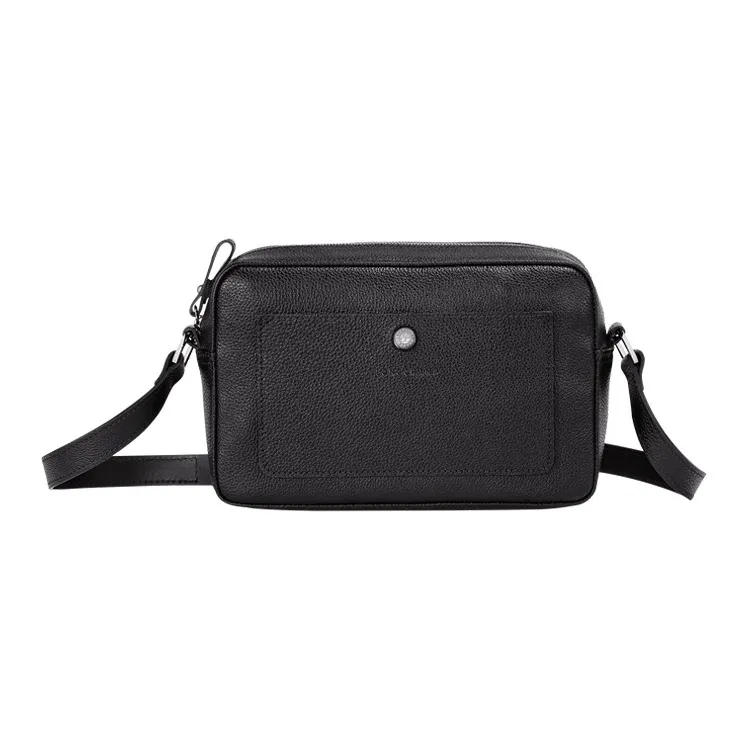 LONGCHAMP Le Foulonné Cow Leather Shoulder Bag Crossbody Bag Women's Black-0