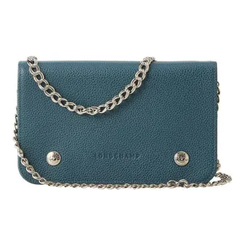 LONGCHAMP Le Foulonné Leather Shoulder Bag Crossbody Bag Women's Sea Blue