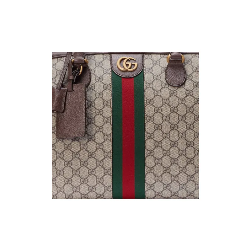 GUCCI Canvas With Leather Shoulder Bag Crossbody Bag Handbag Travel Bag Large Size Men's Brown-7