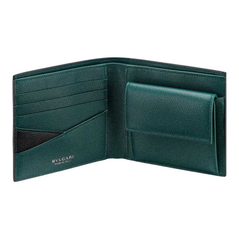 BVLGARI Calfskin Wallet Men's Black-1