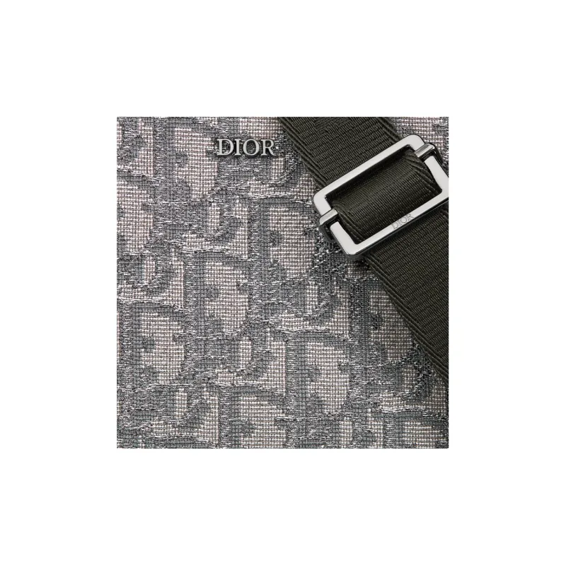 DIOR Jacquard Fabric One Shoulder Crossbody Clutch Men's Metallic-5