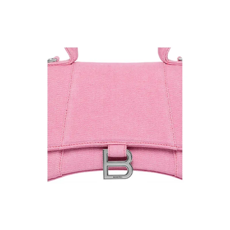 Balenciaga Hourglass Denim Shoulder Bag, Crossbody Bag, Handbag Small Size Women's Pink-4