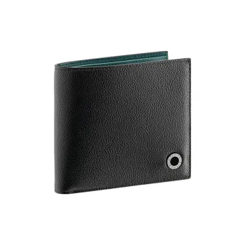 BVLGARI Calfskin Wallet Men's Black