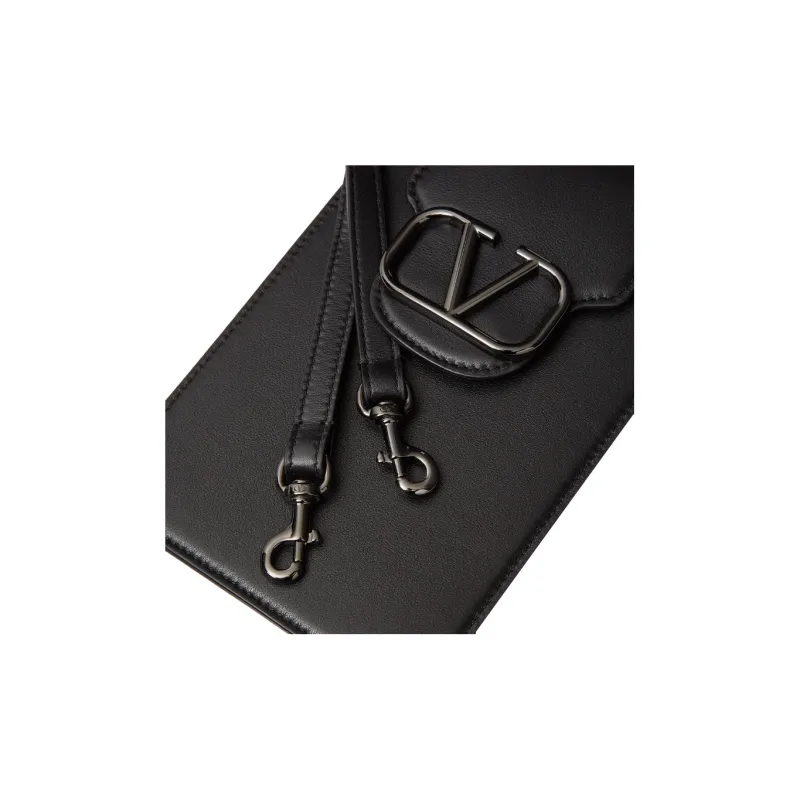Valentino Locò Calfskin Cell Phone Pouch Men's Black-2