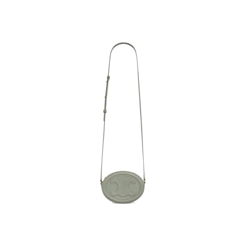 CELINE Cuir Triomphe Smooth Calf Leather Shoulder Bag Crossbody Bag Mini Women's Green-3