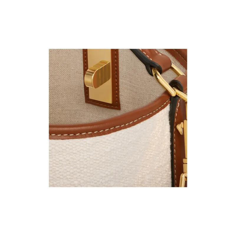 CELINE 16 Jacquard Fabric With Cow Leather Shoulder Bag, Crossbody Bag, Handbag Regular Women's Natural/Tan-5