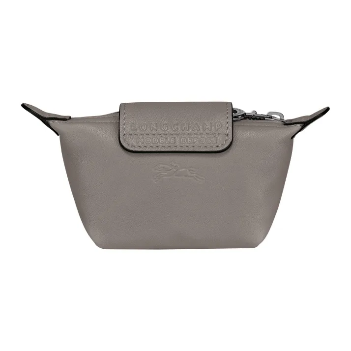 LONGCHAMP Le Pliage Cuir Sheepskin Dumpling Bag Coin Purse Regular Women's Gray-1