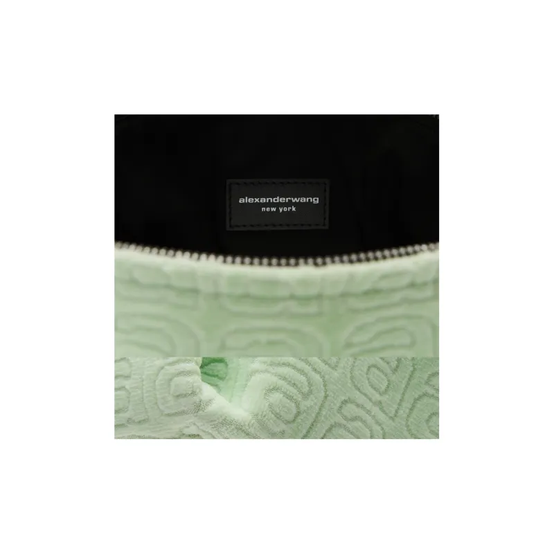 Alexander Wang Scrunchie Velour Handbag Small Size Women's Light Green-4