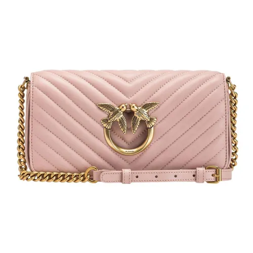 PINKO Click Series Sheepskin With Calfskin Portable Crossbody Bag, Shoulder Bag Mini Women's Pink