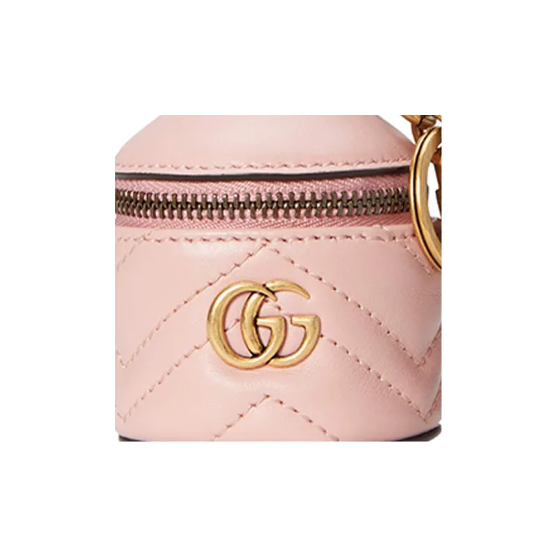 GUCCI GG Marmont Herringbone Leather Key Pouch Women's Light Pink-4