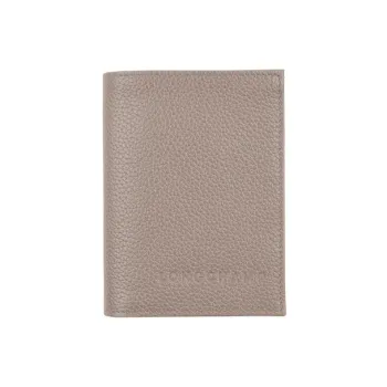 LONGCHAMP Le Foulonné Cow Leather Card Holder Wallet Men's Gray