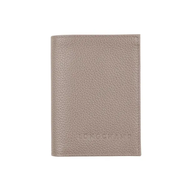 LONGCHAMP Le Foulonné Cow Leather Card Holder Wallet Men's Gray-0