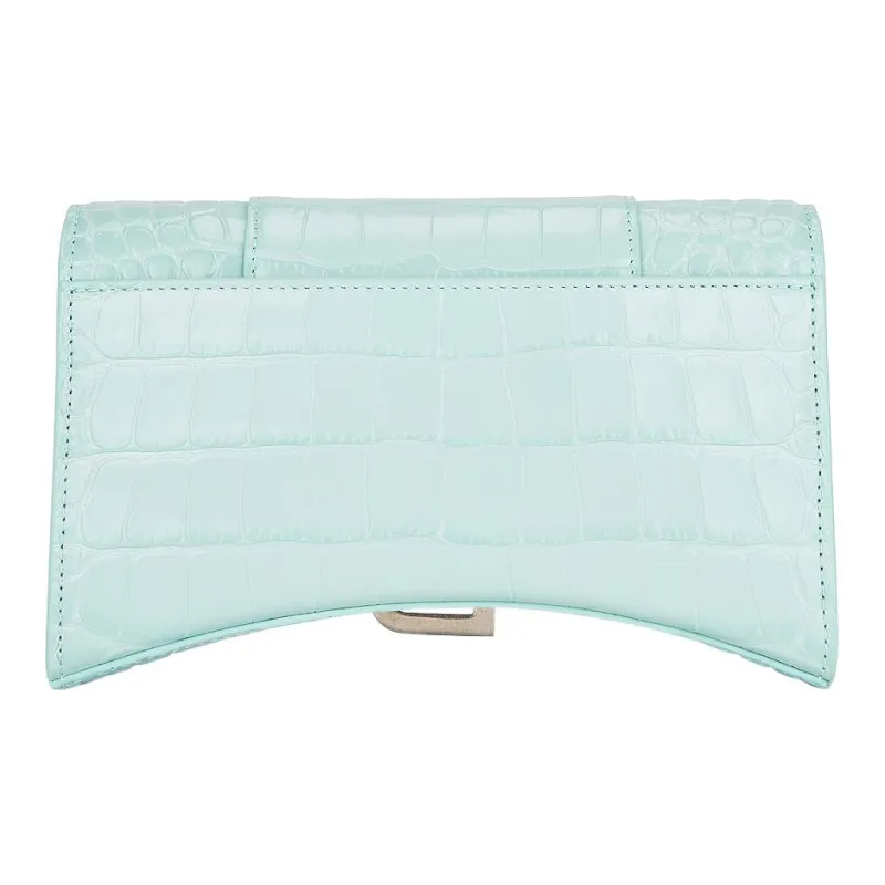 Balenciaga Hourglass Calfskin Shoulder Bag Crossbody Bag Wallets Small Size Women's Turquoise-2