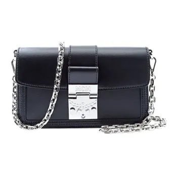 MCM Tracy Visetos Cow Leather Shoulder Bag, Crossbody Bag Mini Women's Black