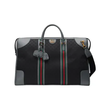 GUCCI Canvas With Leather Travel Bag Canvas Bag Shoulder Bag Crossbody Bag Handbag Extra Large Men's Black/Gray