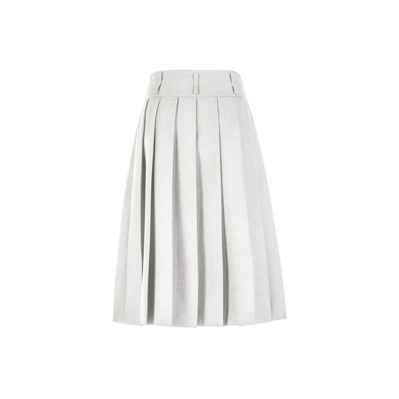 Three Quarters Casual Long Skirts Women's White-1