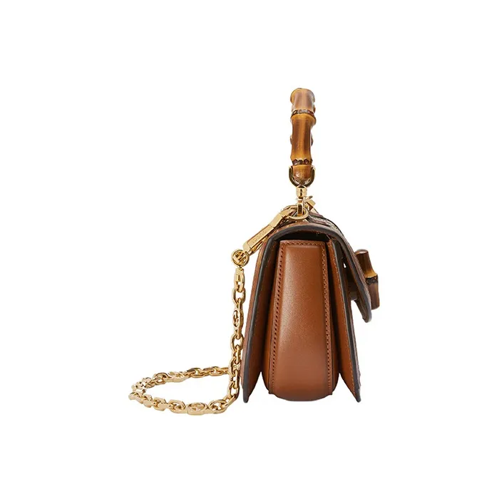 GUCCI Bamboo 1947 Canvas Shoulder Bag, Crossbody Bag, Handbag Mini Women's Beige/Brown-2