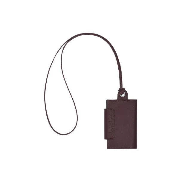 LONGCHAMP Le Pliage Cuir Leather Hanging Rope Card Holder Coin Purse Regular Women's Red-1