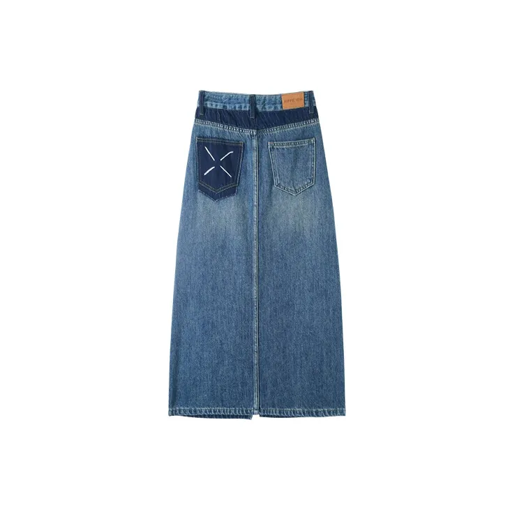 MITUAN Denim Long Skirts Women's Vintage Blue-1