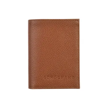LONGCHAMP Le Foulonné Cow Leather Wallet Men's Caramel Brown