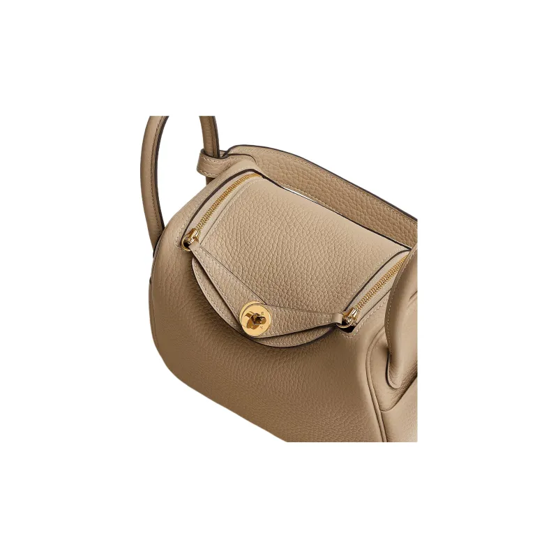 HERMES Lindy Taurillon Clemence Cow Leather Handbag, Shoulder Bag, Crossbody Bag Mini Women's S2 Trench Coat Beige-3