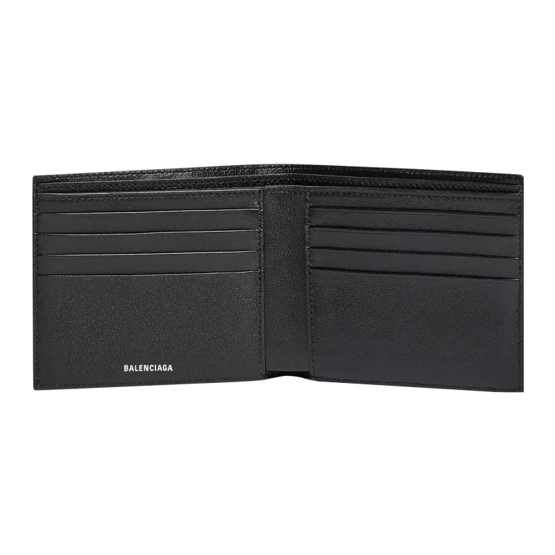 Balenciaga Cow Leather Wallet Card Holder Coin Purse Men's Black-2