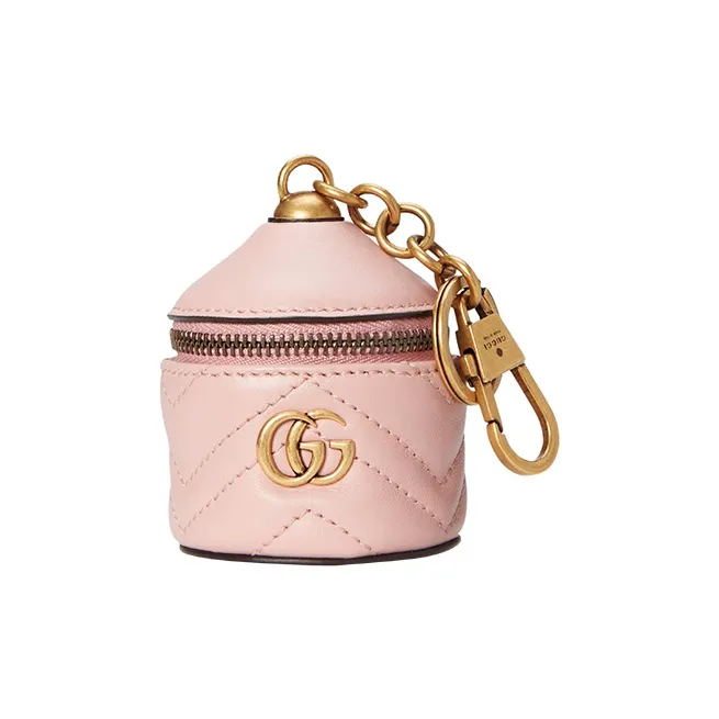 GUCCI GG Marmont Herringbone Leather Key Pouch Women's Light Pink-0
