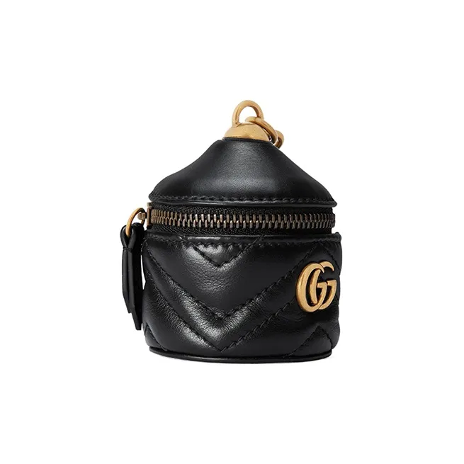 GUCCI Marmont Herringbone Leather Key Pouch Women's Black-1