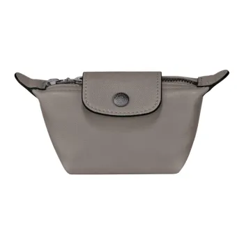 LONGCHAMP Le Pliage Cuir Sheepskin Dumpling Bag Coin Purse Regular Women's Gray
