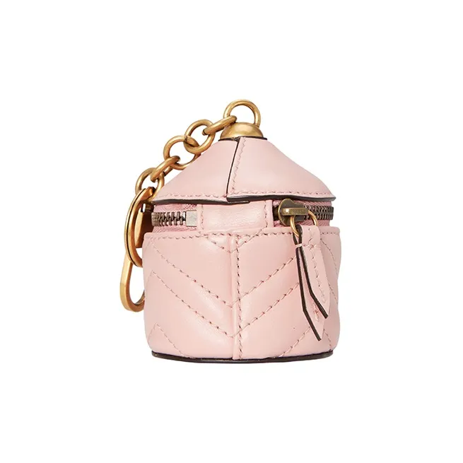 GUCCI GG Marmont Herringbone Leather Key Pouch Women's Light Pink-2