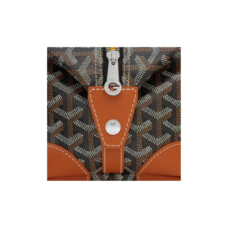 GOYARD Canvas With Heifer Skin Travel Bag Toiletry Bag Unisex Black/Tan-3