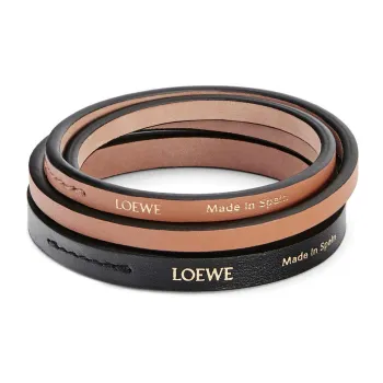 LOEWE Cow Leather Wristbands Women's Black/Tan