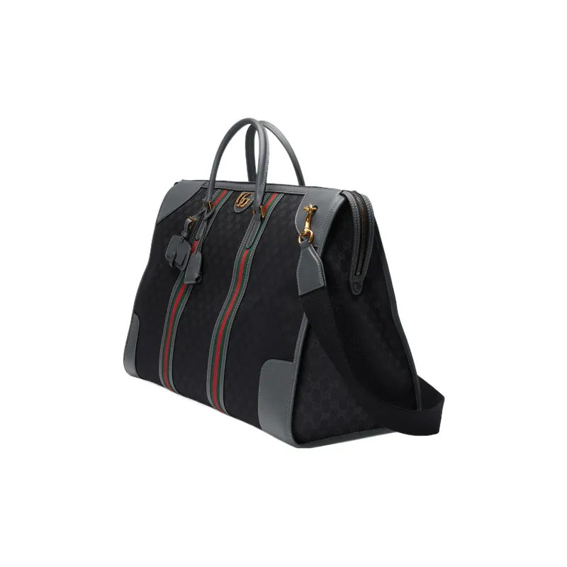 GUCCI Canvas With Leather Travel Bag Canvas Bag Shoulder Bag Crossbody Bag Handbag Extra Large Men's Black/Gray-1