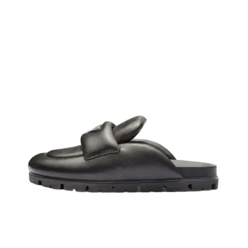 PRADA Soft Padded 20mm Sabots Black Nappa Leather Women's