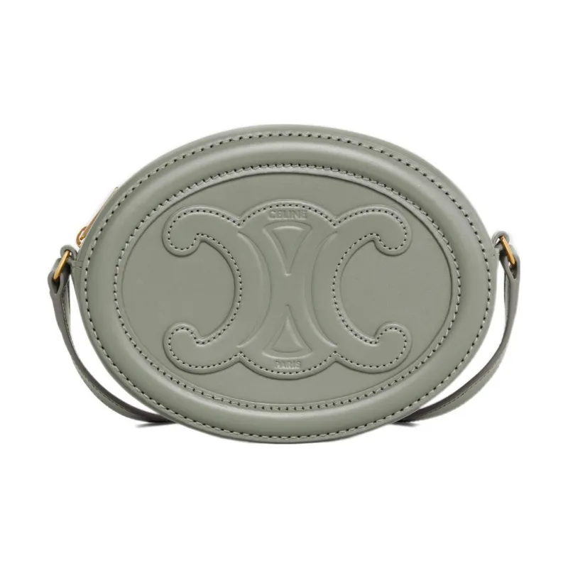 CELINE Cuir Triomphe Smooth Calf Leather Shoulder Bag Crossbody Bag Mini Women's Green-0