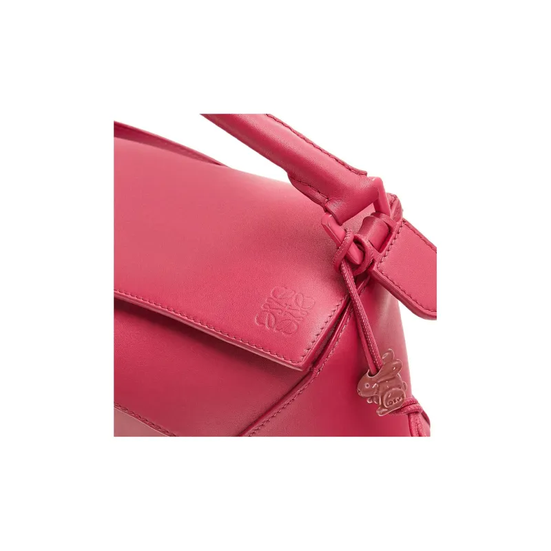 LOEWE Puzzle Edge Bag In Satin Calfskin Small Ruby Red Glaze-5