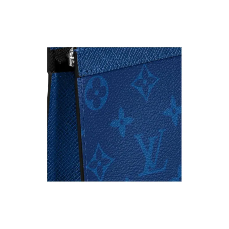 LOUIS VUITTON Pochette Voyage Monogram Eclipse Taiga Leather Mm Pacific Blue-4