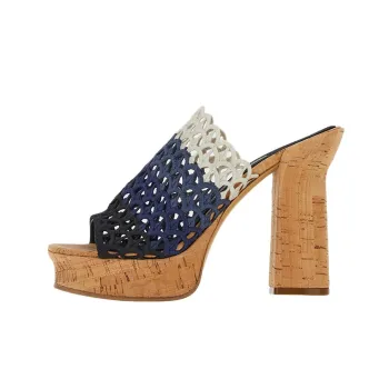 FERRAGAMO Slide Slippers Women's Blue White Black