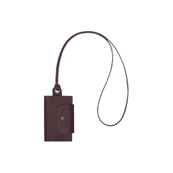 LONGCHAMP Le Pliage Cuir Leather Hanging Rope Card Holder Coin Purse Regular Women's Red