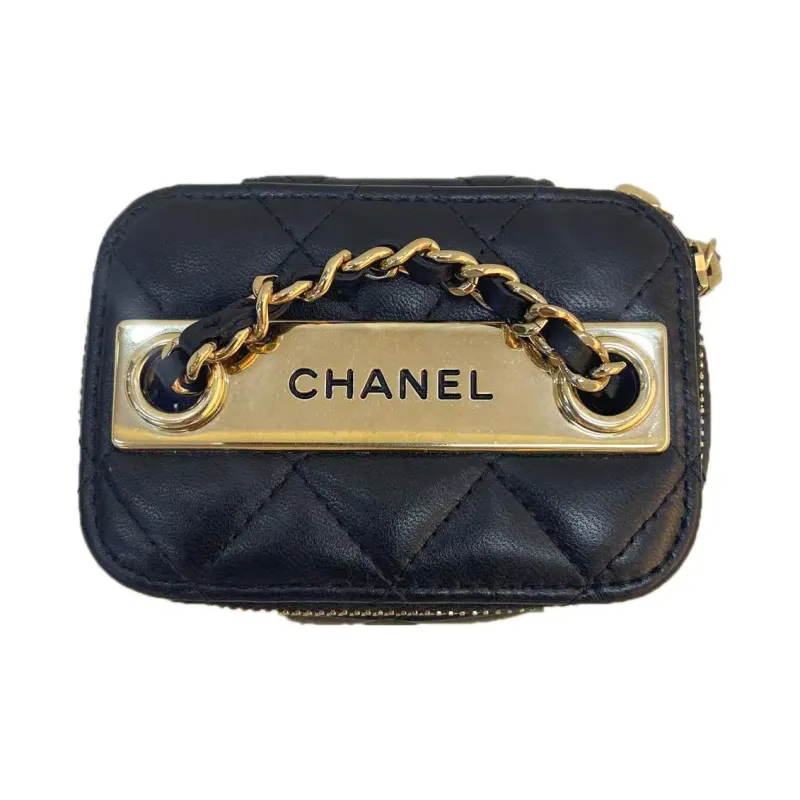 CHANEL Trendy Cc Leather Chain Bag, Box Bag, Makeup Bag, Shoulder Bag, Crossbody Bag Women's Black-2