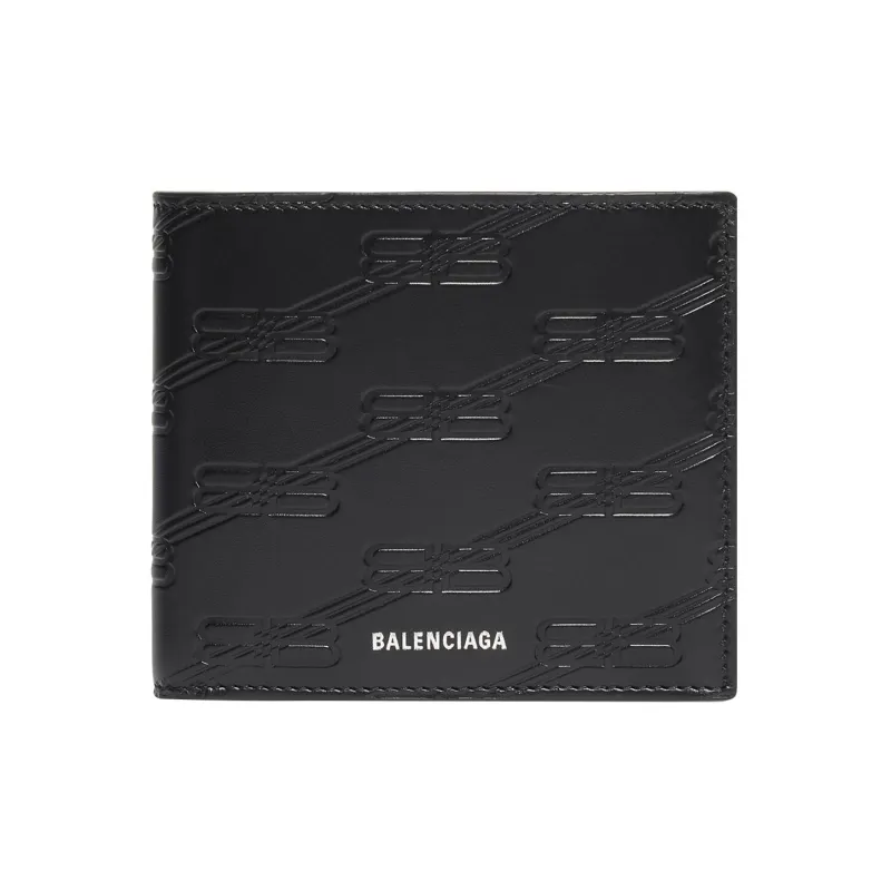 Balenciaga Cow Leather Wallet Card Holder Coin Purse Men's Black-0