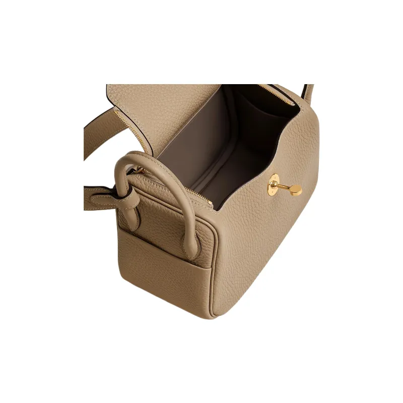 HERMES Lindy Taurillon Clemence Cow Leather Handbag, Shoulder Bag, Crossbody Bag Mini Women's S2 Trench Coat Beige-2