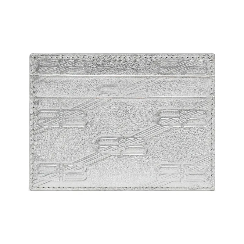 Balenciaga Cow Leather Wallet, Coin Purse, Card Holder Regular Unisex Silver-1